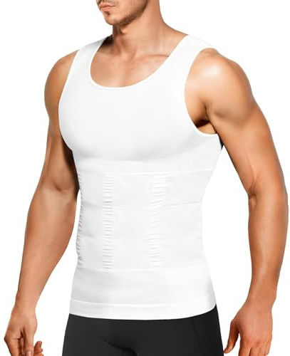 Nebility Men Compression Shirt Vest Tummy Control Shapewear Tank Tops Slimming Body Shaper Seamless Undershirts