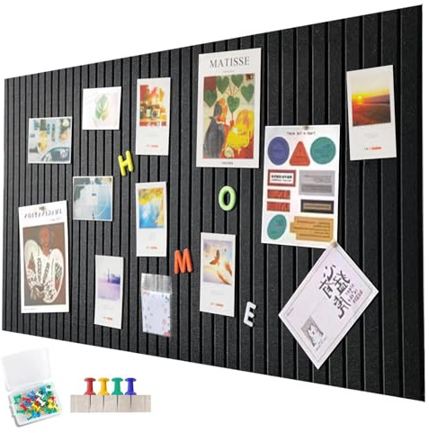 120x90cm große Pinnwand große korkplatte,0,9cm dick dekorative korkwand aus Filz,faltbare Fototafel mit selbstklebendem Klebeband,filz selbstklebend visionboard,pinnadelnfilz,Schwarz
