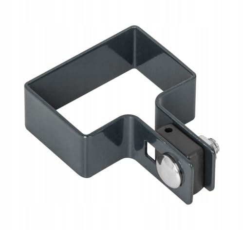 Alma Manufacturer Doppelstabmattenzaun Befestigung - 7x9x3 cm - Pfostenhalter Zaunpfostenhalter Zaunpfostenbefestigung - Graphit 50 Stück