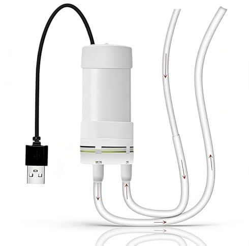 joonnair Mini Wasserpumpe USB 5 V 2 A, USB-Betriebene Vakuumpumpe mit 1 m PVC Schlauch 6 mm Rohr, USB Self Priming Water Pump, für Aquarium Garten Camping Haushalt