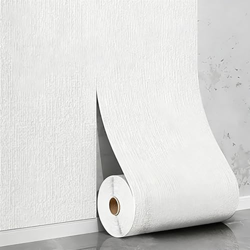 Generico Rotolo di Carta da Parati Isolante Autoadesiva - Pannelli Murali in Schiuma da 5 Mm Impermeabile/Resistente All'umidità/Insonorizzante per Rivestimenti Murali Interni,Bianca,50cmx3m