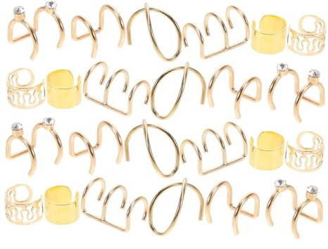Hohopeti Pendientes Tipo Ear Cuff para Mujer de Aleación de Zinc Dorada, Diseño Cruzado, Accesorios para Trenzas y Proyectos DIY Estilo Único y Moderno