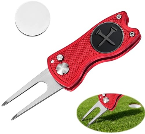 Adhere Golf Divot Tool & Golf Ball Markers Set with A strong Magnetic Hat Clips, Premium Golf Gift Pack