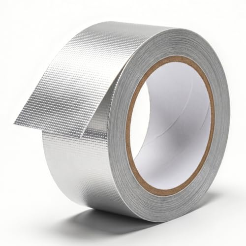 Rusoz Aluminiumtejp, nätförstärkt svart, 50 mm x 20 m, avgasrör, tätningstejp, självhäftande med glasfibernät, värmebeständig tejp upp till 300 °C för ventilationsrör