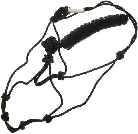 SWOOMEY Lightweight Portable Black Polyester Horse Halter with Knot Design for Equestrian Training and Riding, Sturdy Safety Halter Suitable for Horses