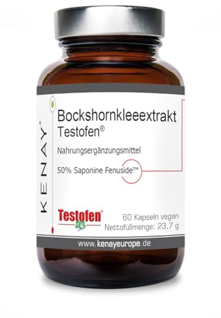 Bockshornkleeextrakt - Testofen - 600mg pro Tagesdosis - pflanzliche Kapsel - Vegan - Ohne Magnesiumstearat - 60 Kapseln vegan KENAY EUROPE