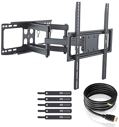 TV Wandhalterung für 32-55 Zoll (ca. 81-140cm) Flach & Curved LCD LED OLED Fernseher & TFT Monitor | Schwenkbar Neigbar Ausziehbar | Wand Halter Fernseher Halterung | VESA 200x200-400x400 | Schwarz