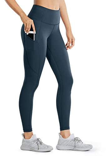 CRZ YOGA Women's Naked Feeling Gym Leggings Squat Proof High Waist Yoga Pants Sports Tights with Pockets - 25 Inches Hunter Green - R427 10