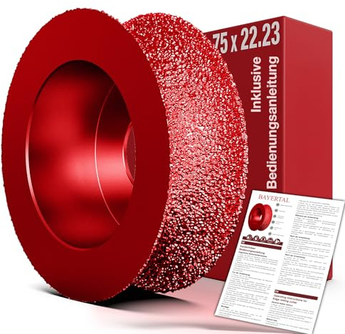 BAYERTAL® Diamant Außen Kantenfräser Ø 75 mm x 22,23 R10 - Premium Qualität zum Abrunden von harten Fliesen, Granit u.v.m - Abrundfräser für hochwertige Präzise Ergebnisse - Radiusfräser 75mm R10