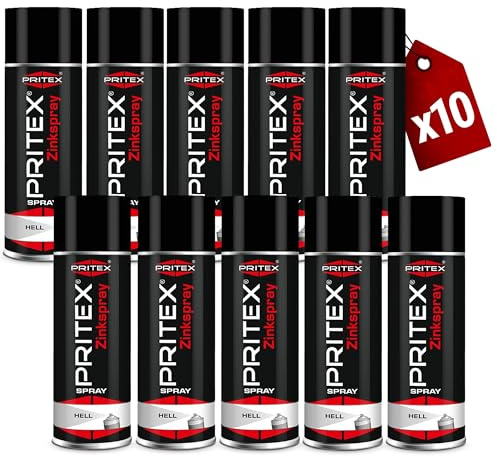 PRITEX Zinkspray Hell 10x 400ml, Rostschutz Grundierung Korrosionsschutz