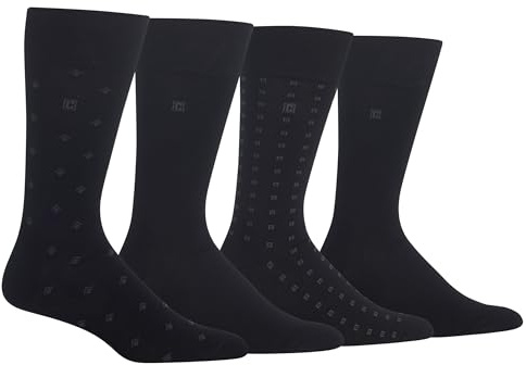 Chaps mens Pattern and Solid Assorted Dress Crew (4 Pack) Sock, Diamond (Black), 6 US