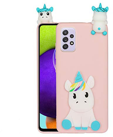 HopMore Kompatibel mit Samsung Galaxy A32 5G Hülle Dünn Silikon Weich Gel 3D Tier Motiv Slim Case Stoßfest Handyhülle Galaxy A32 5G Silikonhülle Schutzhülle Cover - Rosa Einhorn