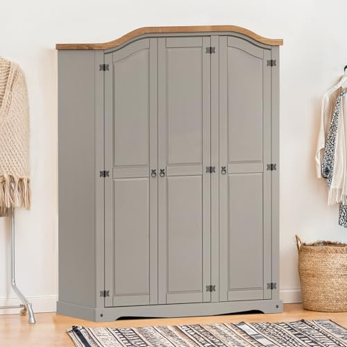 Corona Grey Wax 3 Door Arch Top Wardrobe