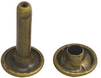 Fenggtonqii Bronzefarbene Doppelkappen-Ledernieten, röhrenförmige Metallnieten, Kappe 9 mm und Pfosten 15 mm, 100 Sets