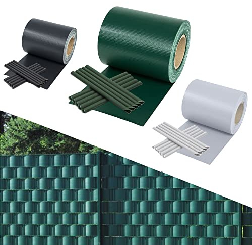 Yakimz Sichtschutzstreifen für doppelstabmatten, 130m x 19cm PVC sichtschutz, inkl.80 clips, Sichtschutz zaun Wetterfest, 450g/m², für gartenzaun Balkon doppelstabmattenzaun, Grün