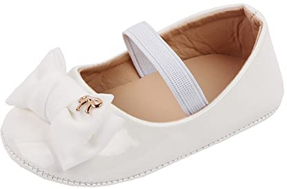 nvtuuer Zapatos Recien Nacido Antideslizante Bailarinas Princesa Bowknot Bebé Niñas Blanco Zapatos de Bautizo de Princesa Antideslizantes Bowknot para bebé niña (C, 20)