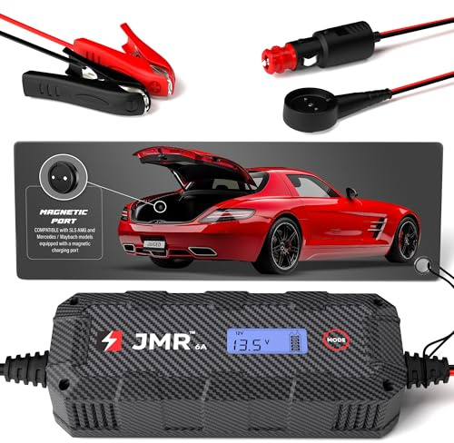 JMR Batterieladegerät für Mercedes-Benz SLS AMG Autobatterie Ladegerät Erhaltungsladegerät Akkuladegerät Erhaltungsgerät Wartungsgerät Auflader Lader (Magnetischer Anschluss, Kein Lithium-Modus)