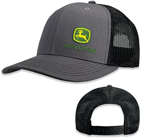 John Deere Gray Moline 112 Fit Cap Black Mesh Side Logo Hat