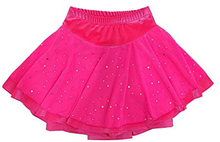 JoyCan Ice Skating Skirts with Hip Pads Girls Soft Velvet Children Skate Training Figure Skating Costume