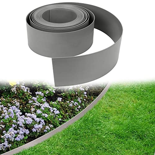 Vigevee Bordure de pelouse en plastique - Facile à utiliser - Rouleau de bordure de parterre - Pour chemins, délimitations, chemins de gravier - Bordure de parterre de fleurs invisible - Longueur : 30