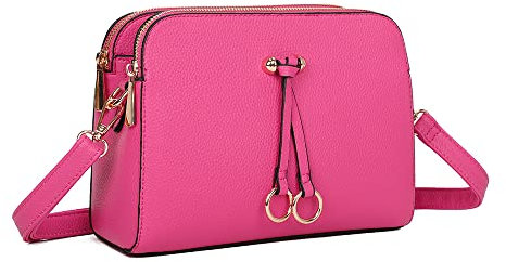 ELIOX - Petit sac à bandoulière pour femme avec 3 compartiments spacieux, sac à main en cuir synthétique, tendance, fuchsia