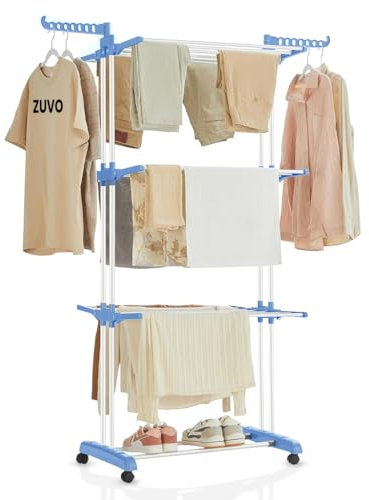 Zuvo Égouttoir à Linge, Acier Inoxydable, Bleu, L