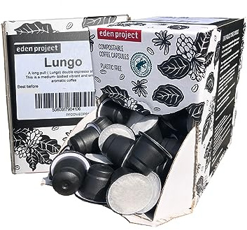 THE EDEN PROJECT 100 LUNGO Home Compostable Coffee Pods - Compatible with Nespresso Original system coffee machines - EXTRA VALUE 100 POD PACK