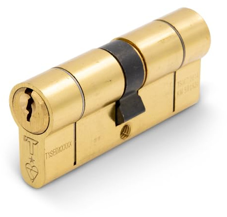TSS Polished Brass High Security TS007 1 Star Euro Cylinder Lock, British Standard, Insurance Approved Barrel Lock and Key Sets. Supplied with 3 Keys. UPVC Door Locks. Brass (45mm x 55mm (100mm Total)