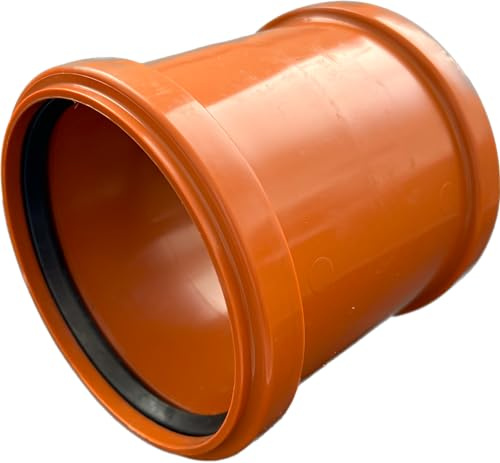 Muffe KG rohr DN 200 PVC-U SN8 | Überschiebmuffe mit Dichtung | für externe Entwässerungssysteme | 2 Gummidichtungen | Abwasser Installation | Kanalrohrsystem Abwasserrohr