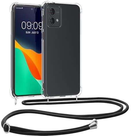 kwmobile Carcasa Compatible con Motorola Moto G84 5G Funda con Cuerda - Funda con Correa Colgante - Cordón Ajustable - Bordes elevados