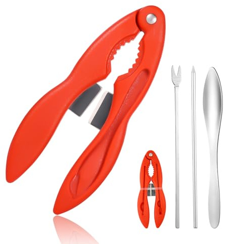 4pcs Outil Pince de Crabe, Multifonctionnels Outils pour Fruits de Mer 3 en 1 Craquelins de Crabe Solides Pics d'Ustensiles de Pattes de Homard Craquelins de Pinces de Crabe pour Pattes Crabe