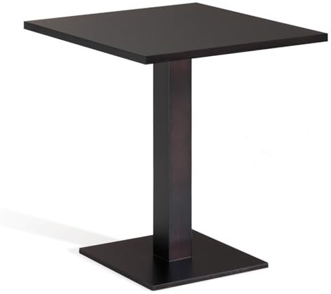 Addecor Bartisch | Tisch aus Holz, quadratisch, Melamin | 70 x 70 x 76 cm | Modell Alabama Thin | inkl. Mittelfuß aus Eisen im industriellen oder nordischen Stil (70 x 70 cm, Schwarz)
