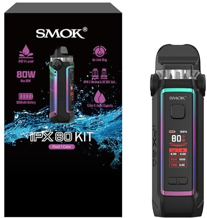 SMOK IPX 80 Kit Pod Cigarrillo Electrónico 80W 3000mAh 5,5 ml | USB-C, Protección IPX67, Estructura antifugas, Compatible con RPM 2, Tecnología Mesh, Sin nicotina