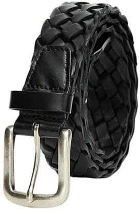 AGUTALITHIC Rindsleder Ledergürtel Für Damen Und Herren Flechtgürtel Handgefertigt Geflochtener Breite 35mm Verstellbarer Für Business Anzug and Hose Gürtel(110cm/43, Black)
