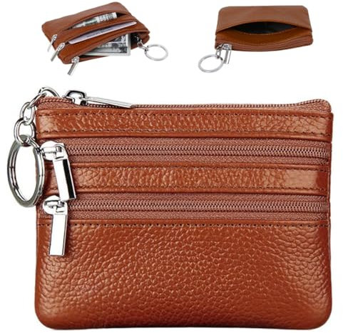 AFCJLTO Exklusives Luxus Schlüsseletui aus Leder für Herren & Damen mit Karten- und Geldfach in eleganter brauner Farbe,Hochwertiges Design & praktischer Schlüsselanhänger im Mäppchen-Format, 1 Stück