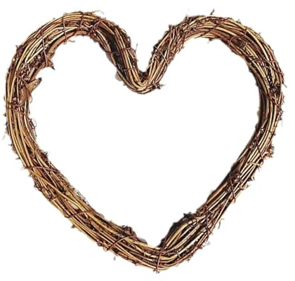 JStnana Heart Grapevine Wreath for Crafts, 16 Inch Christmas Grape Vine Frame, Ratten Base for DIY Fall Halloween Winter Holiday Door Wreath Making Supplies