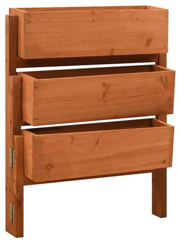 JUDYY Pflanzkübel Klappbar, Pflanzkasten, Pflanzgefäße Für Draussen, Blumenkübel, Blumenkasten, Outdoor, Orange 60x14x75 cm Massivholz Tanne