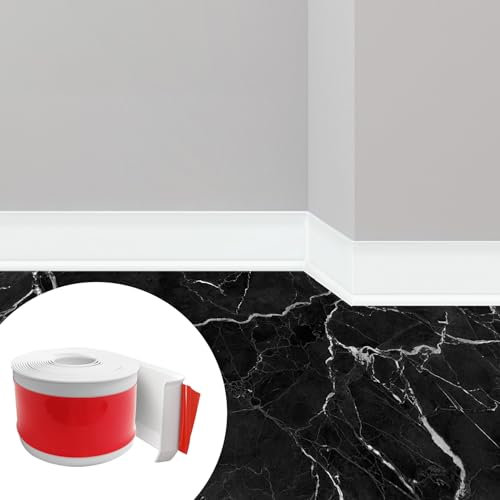 Zócalo blando autoadhesivo de PVC, color blanco, 10 cm x 5 m, zócalo autoadhesivo para cocina, baño y salón