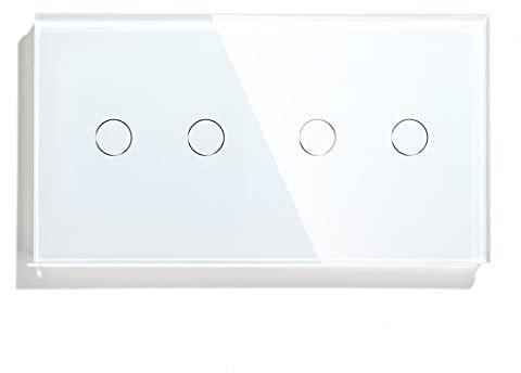 Interruptor de luz táctil inteligente de 4 bandas, 1 vía, elegante panel de 157 mm en color blanco, control de botón táctil fácil para iluminación del hogar, diseño moderno en blanco estándar