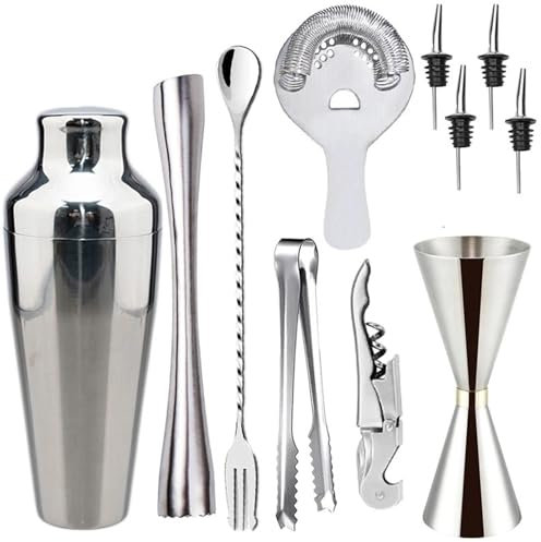 QIUYMGFG Cocteleras Cocktail Kit de Coctelera Profesional Boston de Acero Inoxidable, Mezclador de Vino, Martini, coctelera para Barman, Bebida, Fiesta, Bar(Kits-A)