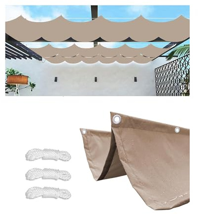 Vela Ombreggianti Onda Retrattile 1x4M Tenda da Sole per Esterno Vele Ombreggiante Impermeabile Telo Parasole con Occhiellato Protezione UV Tenda Vela per Giardino Balcone Terrazza Cachi