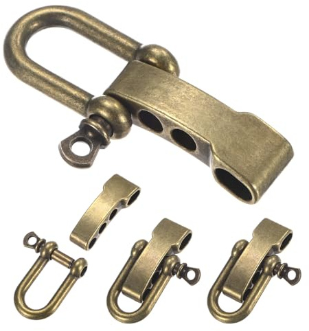 TIXIPEM Hebilla de grillete de pulsera de paracaídas [4 piezas] – Grillete de arco en U de metal ajustable para pulseras de supervivencia, cinturón y cuerda al aire libre – [Bronce antiguo-cabeza