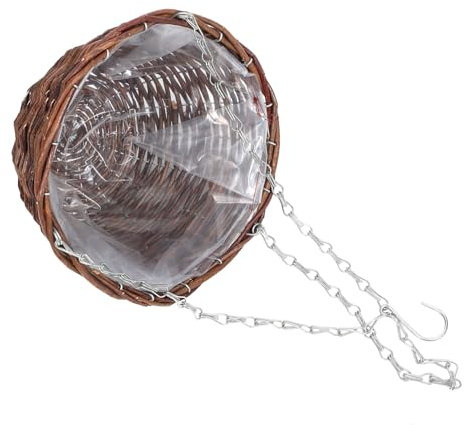 UPKOCH Fioriera Sospesa Intrecciata in Vimini Per Piante Da Interno e Esterno, Cesto Decorativo Da Parete Per Balcone e Giardino, Vaso Da Fiori Robusto e Pratico Adatto a Casa, Ufficio e Veranda