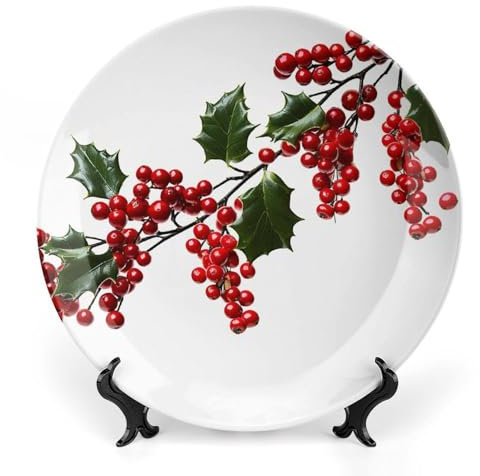 Grandes assiettes décoratives en porcelaine anglaise de 20,3 cm avec support de présentation pour cuisine, salle à manger, décoration artistique, menton