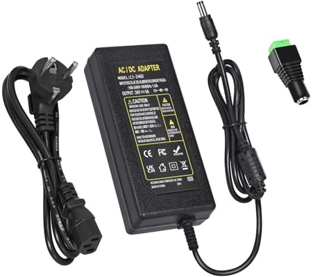 24V 6A Netzteil, 144W AC 100-240V zu DC Transformatoren, 5.5 x 2.5mm/ 5.5 x 2.1mm Jack, Schalten PC Netzkabel für LED Streifen,Wireless Router, CCTV Sicherheitssystem, LCD Monitor - EU Stecker