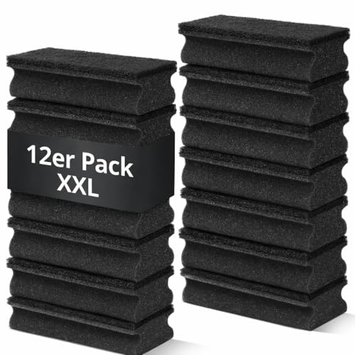 HOMELYN Spülschwämme 12er Pack XXL, 15x7x4 cm I Schwarz I Zweilagig, Weiche Seite & Scheuerseite I Für Töpfe, Pfannen & Geschirr I Küchenhelfer I Reinigungsschwamm I Küchenschwamm I Putzschwamm