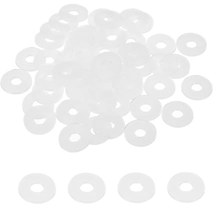 PATIKIL 50Pz Rondelle Piatte In Nylon M6 Diametro Interno 6mm Bianco | Rondella Di Tenuta Rotonda In Plastica Distanziale, Diametro Esterno 18mm, Spessore 1,5mm, Per Bulloni