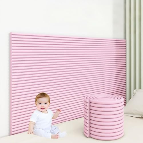 Pannelli Imbottiti per Pareti Bambini Adesivi, Imbottitura da Parete Anti-Collisione per Bambini, Striscia Antiurto Adesiva Bambini Neonato Bebè Protezione Bordi Parete Mobili Gommapiuma (2, rosa)