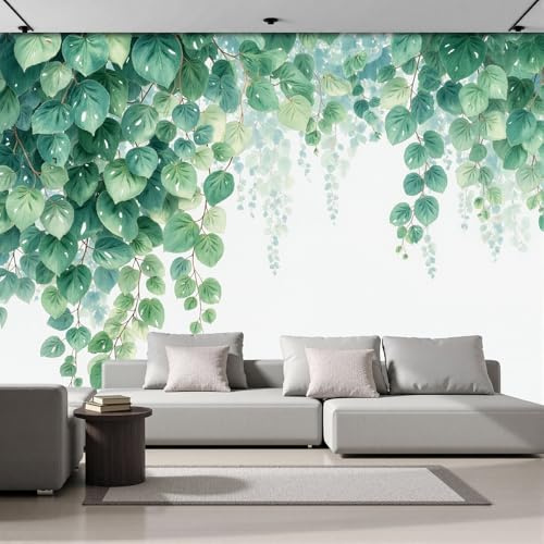 Murales 3D De Seda, Pintado Panorámico Hojas Colgantes Mural Para Artística, Papel Tapiz Fotomurales Naturaleza Planta Decoración Póster De Pared Salón Dormitorio, 450 x 315cm