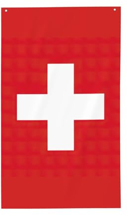 Drapeau imprimé drapeau suisse 1,5 x 0,9 m, drapeau décoratif unilatéral pour la journée nationale de la culture en plein air
